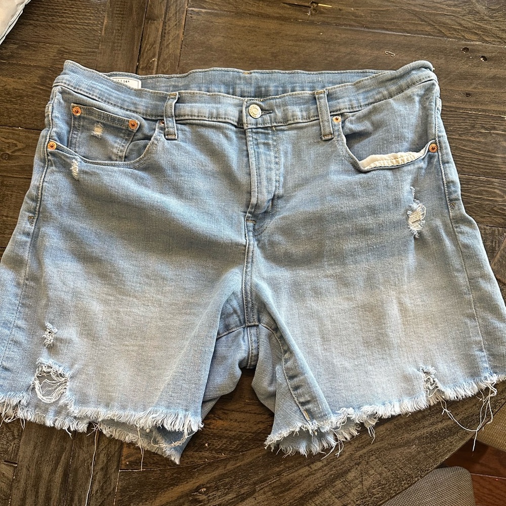 GAP Light Blue Distressed Jean Shorts